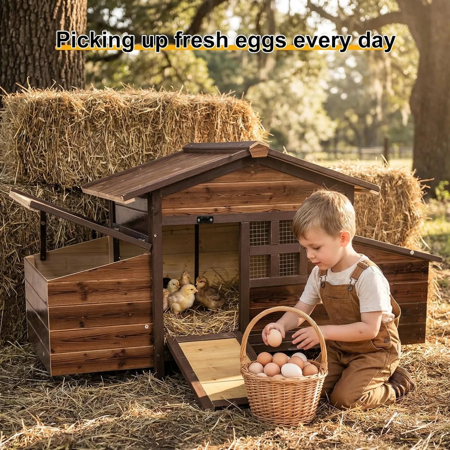 Chicken Coop With 2 Nesting Boxes For Outdoor Poultry