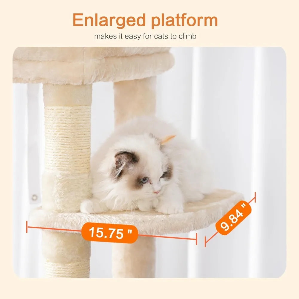 Heybly Cat Tree Heavy Duty Multi-Level Cat Condo Pet Safe