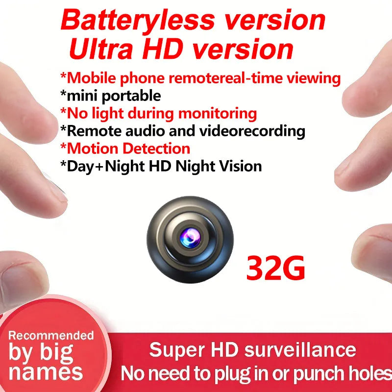 D Brand Ultra-High-Definition Small Camera Wireless Monitor for Home Use, Wifi Remote Mobile Phone 360-Degree Panoramic Mini Camera for Indoor Home Use, No Need for Power Plug, Cat Eye, Non-Miniature, Non-Invisible, Non-Conce