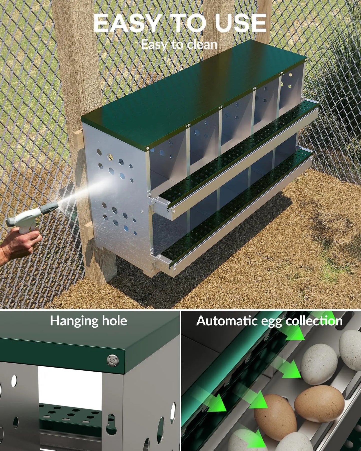 Galvanized Steel 2 Layer Chicken Nesting Boxes With Vent