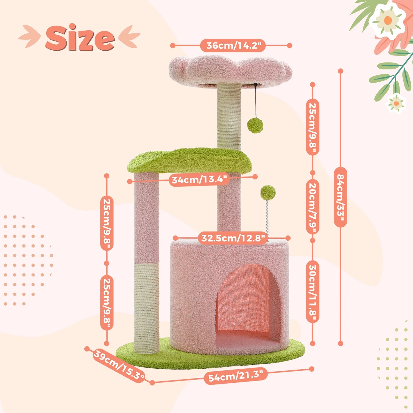PEQULTICN Flower Cat Tree For Indoor Cats With Plush Perches
