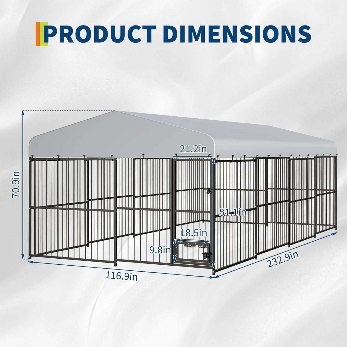 10x15/10x20 FT Heavy Duty Large Outdoor Dog Kennel Metal Pet Enclosure With Waterproof Cover & Feeding Door Backyard Pet Plaype
