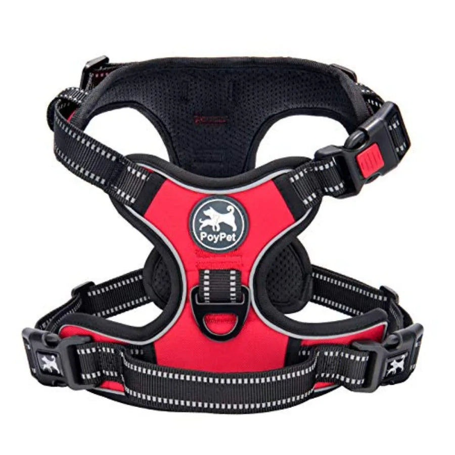 Pull Dog Harness, Choke Front Lead Dog Reflective Harness, Adjustable Soft Padded Pet Vest with Easy Control Handle for Small t