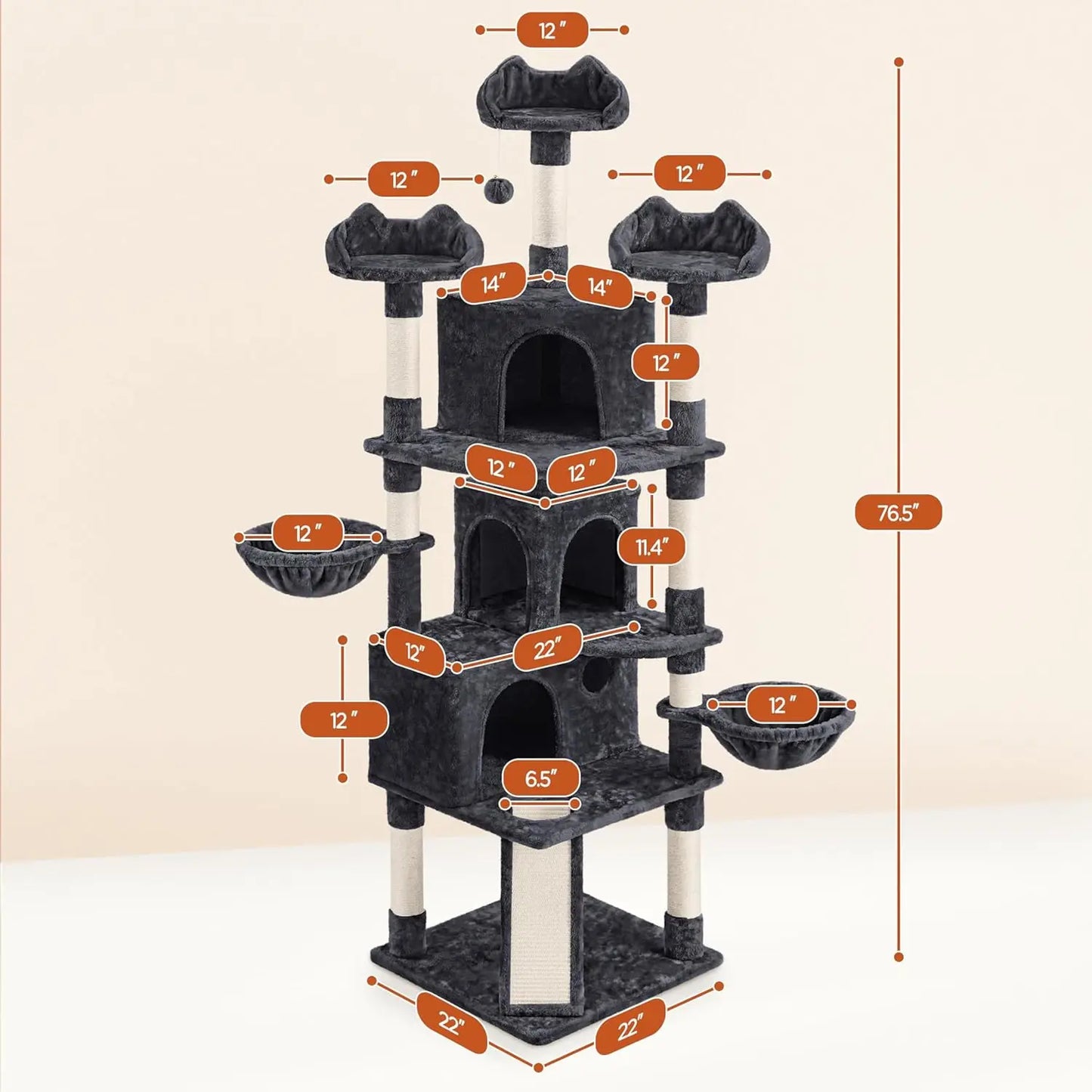 Cat Tree With Condos, Sisal Scratching Posts, Plush Perches