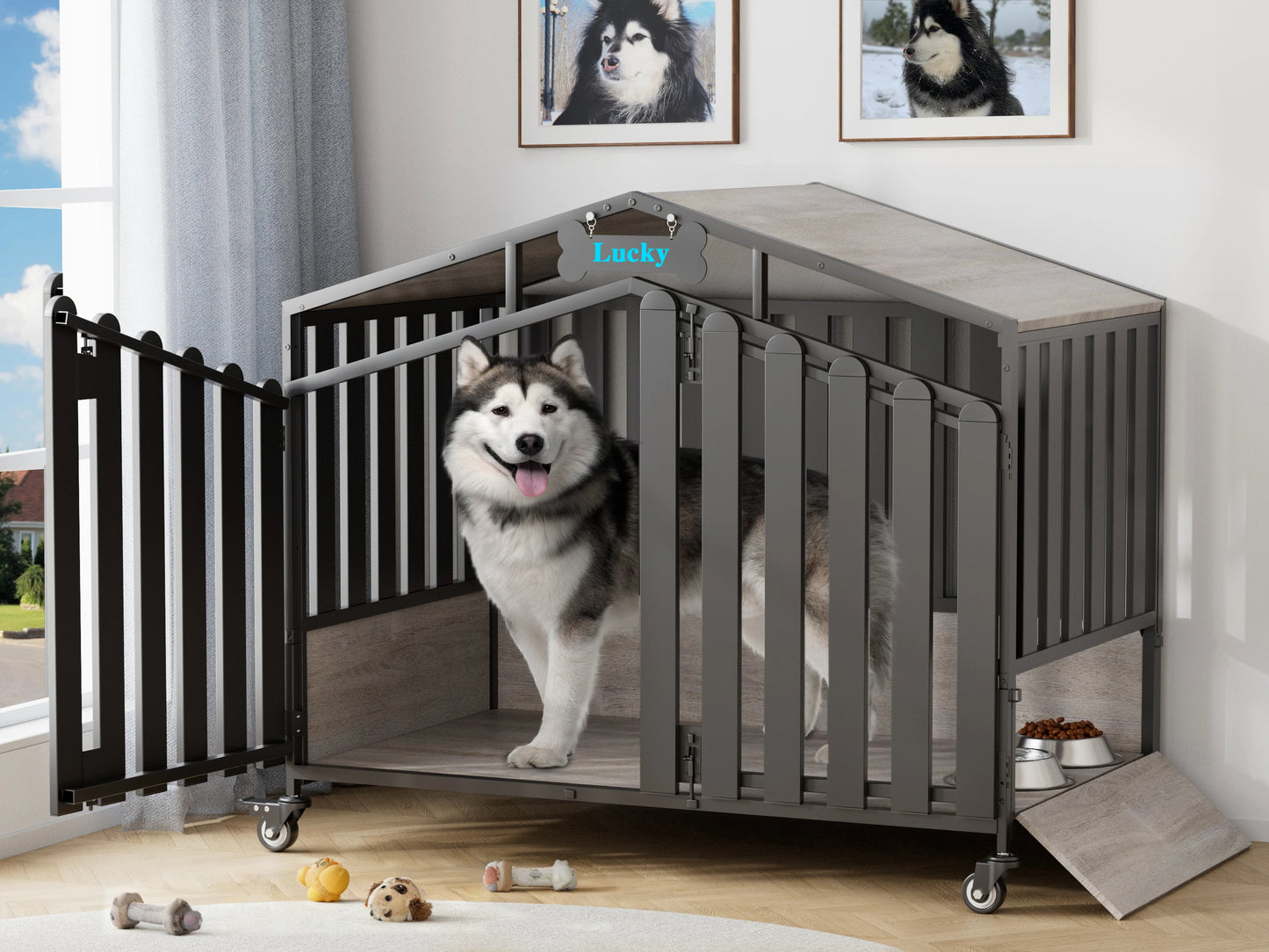 Heavy Duty Dog Crate Furniture With Wheels