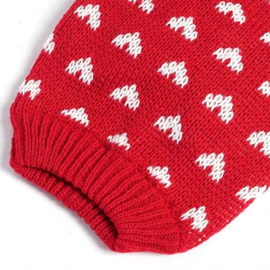 Dxhycc Dog Knitted Sweater Heart Puppy Sweater Warm Soft Pet Holiday Clothes For Small Cats And Dogs (Pink, S)