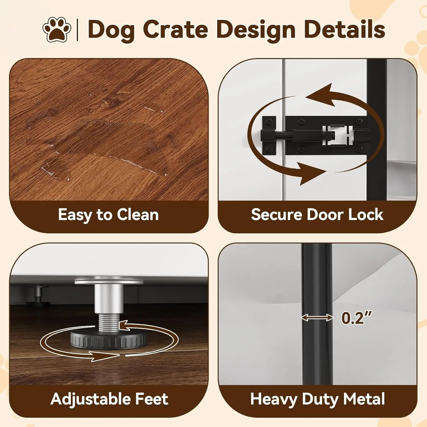HiMISS Dog Crate Furniture For Two Dogs TV Stand Cushions