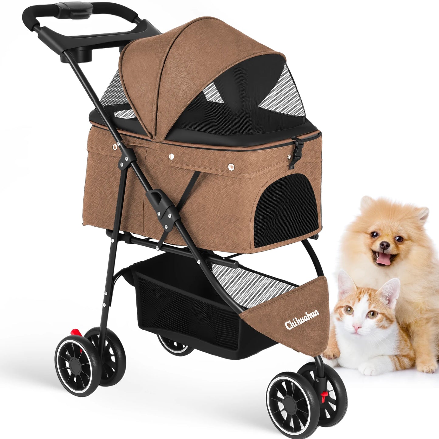 Pet Stroller For Small Puppy Dogs & Cats Travel Portable Dog Stroller Foldable Dog Cat Carrier Strolling