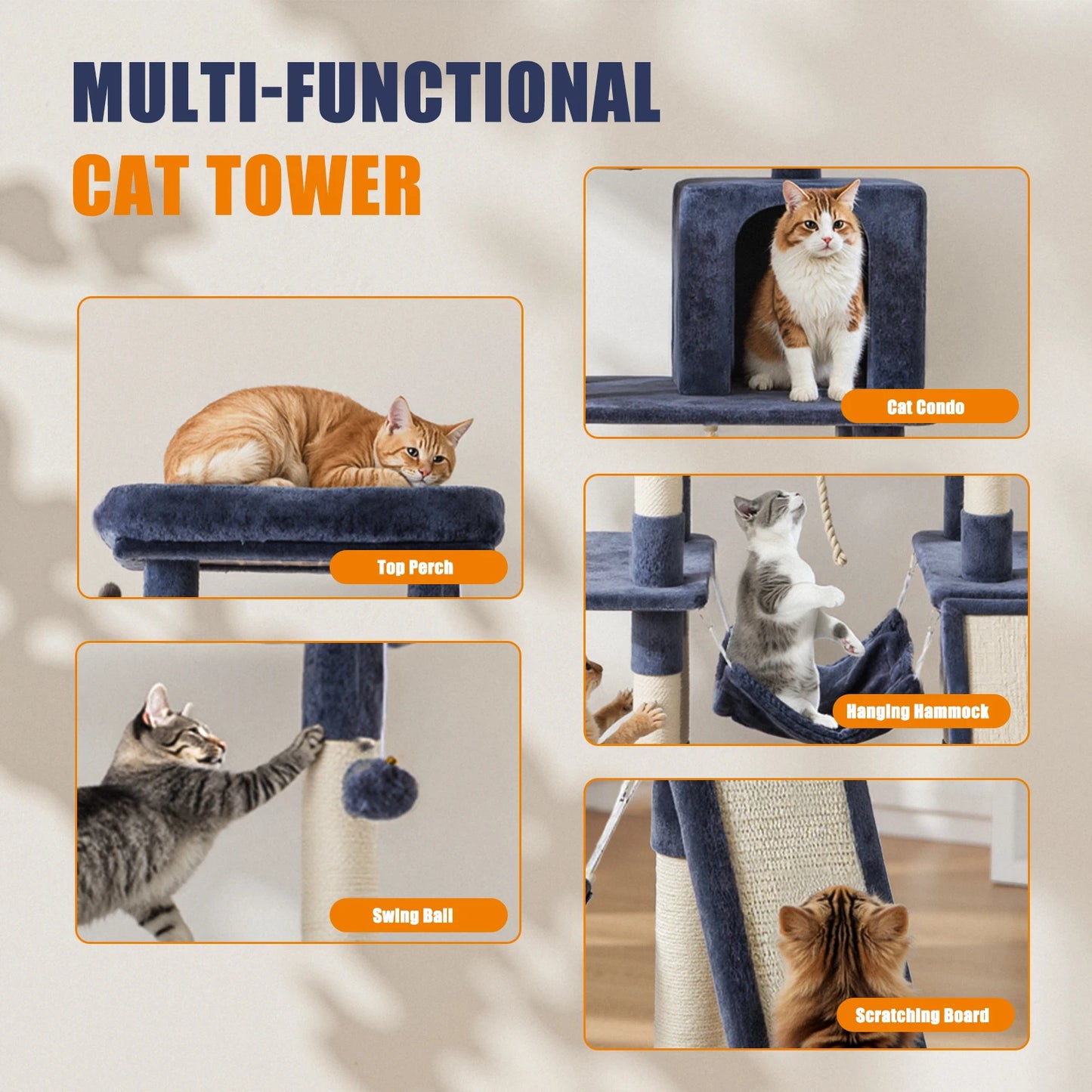 JHK Multi Level Cat Tree Climbing Tower for Indoor Cats