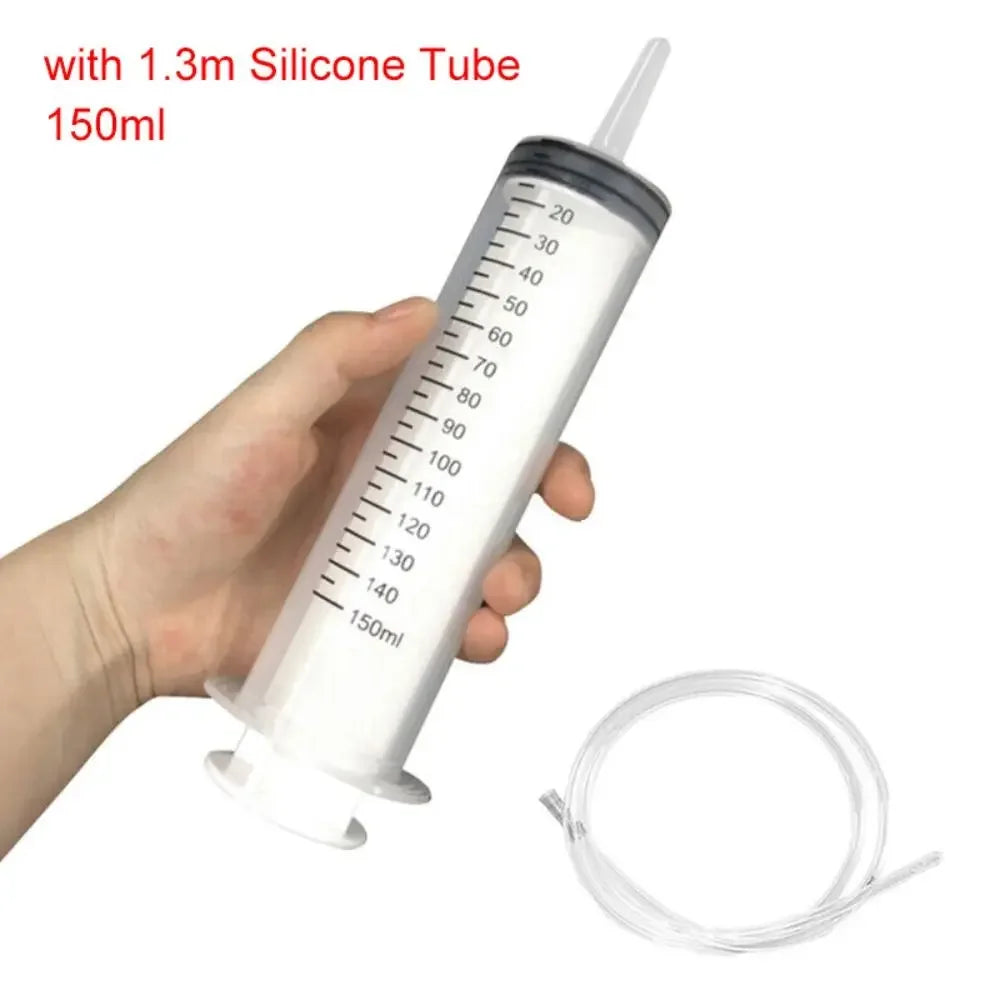 1pc 150ml-500ml Large Capacity Syringe Syringes Reusable Pump Measuring 1.3m Tube Feeding Ink Big Syringe Hydroponics Nutrient