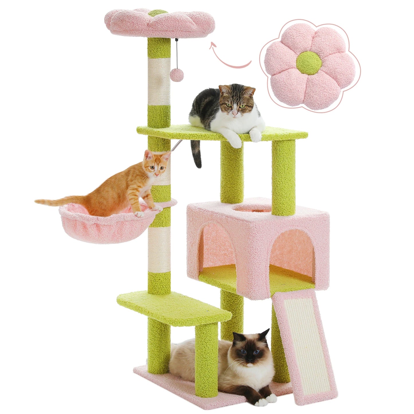 PEQULTICN Flower Cat Tree Multi Level Cat Tower Sisal