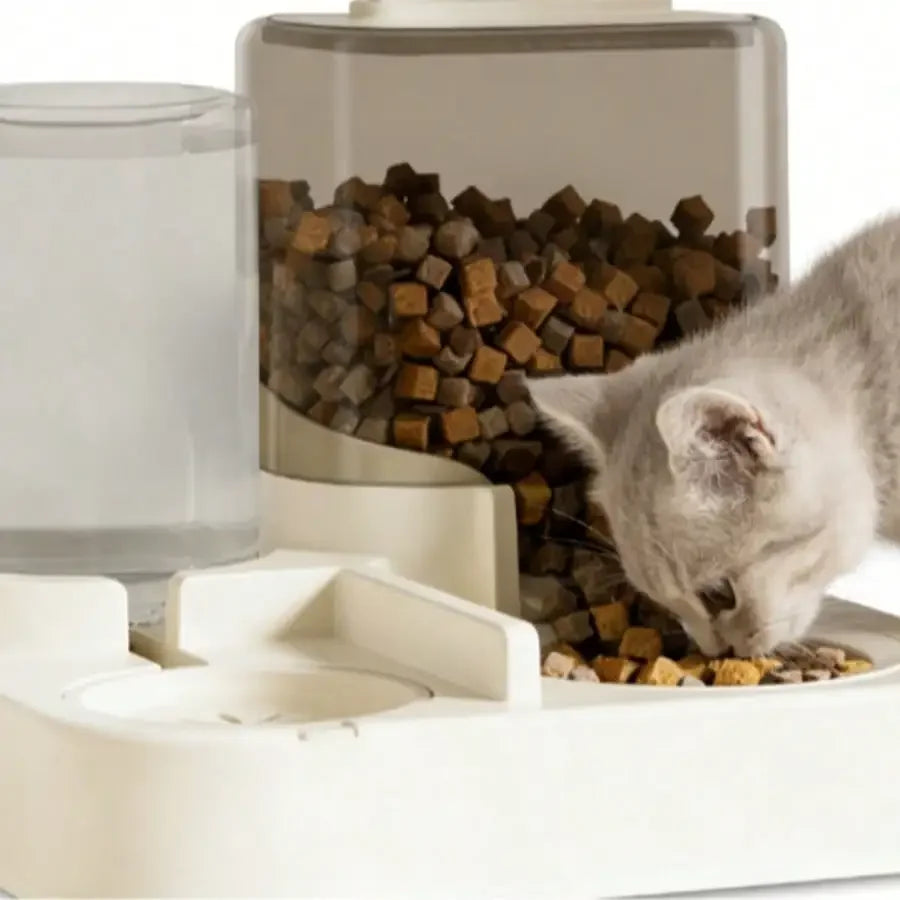 Automatic Pet Feeder & Waterer, 26.5x24x19cm Gravity Food And Water Dispenser Station, Dry & Wet Food Separation Anti-Clogging B