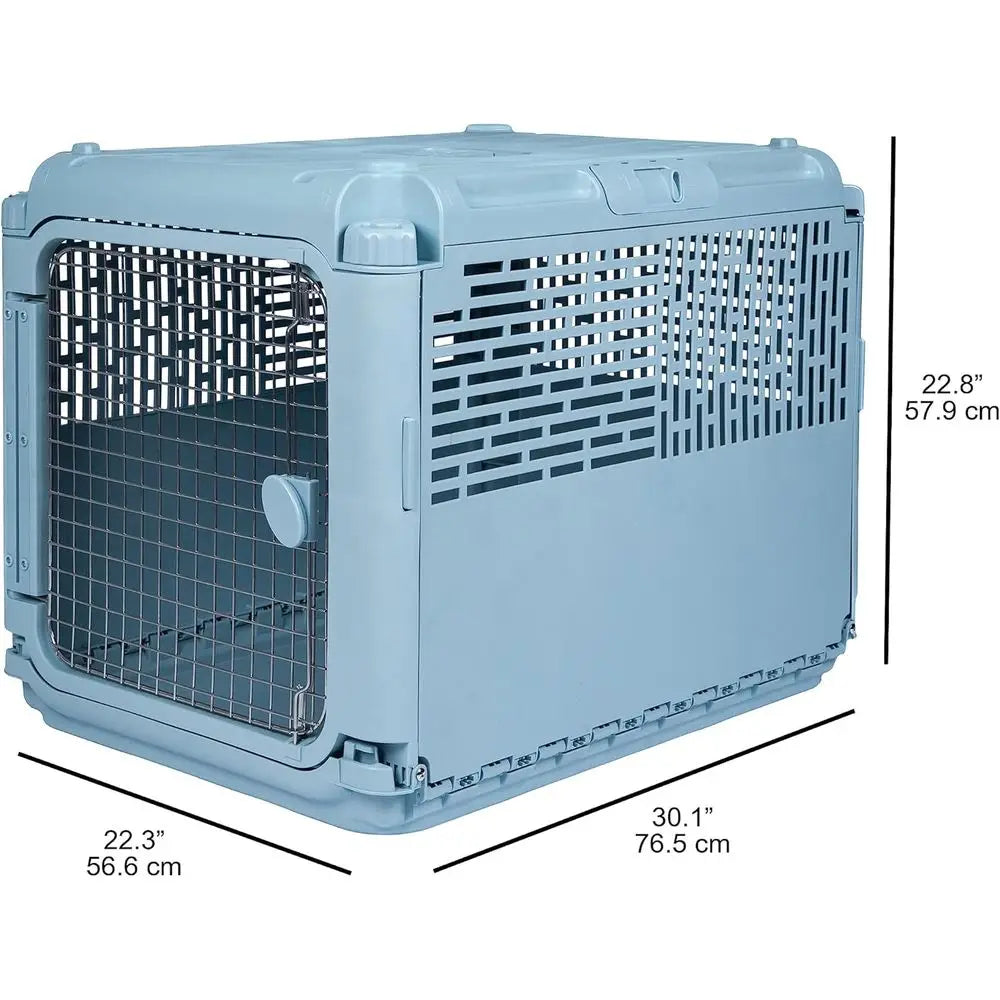 Sport PET Plastic Kennels Rolling Plastic Wire Door Travel Dog Crate, Collabsible Kennel, 22.1" L x 23.3" W x 30.6" H