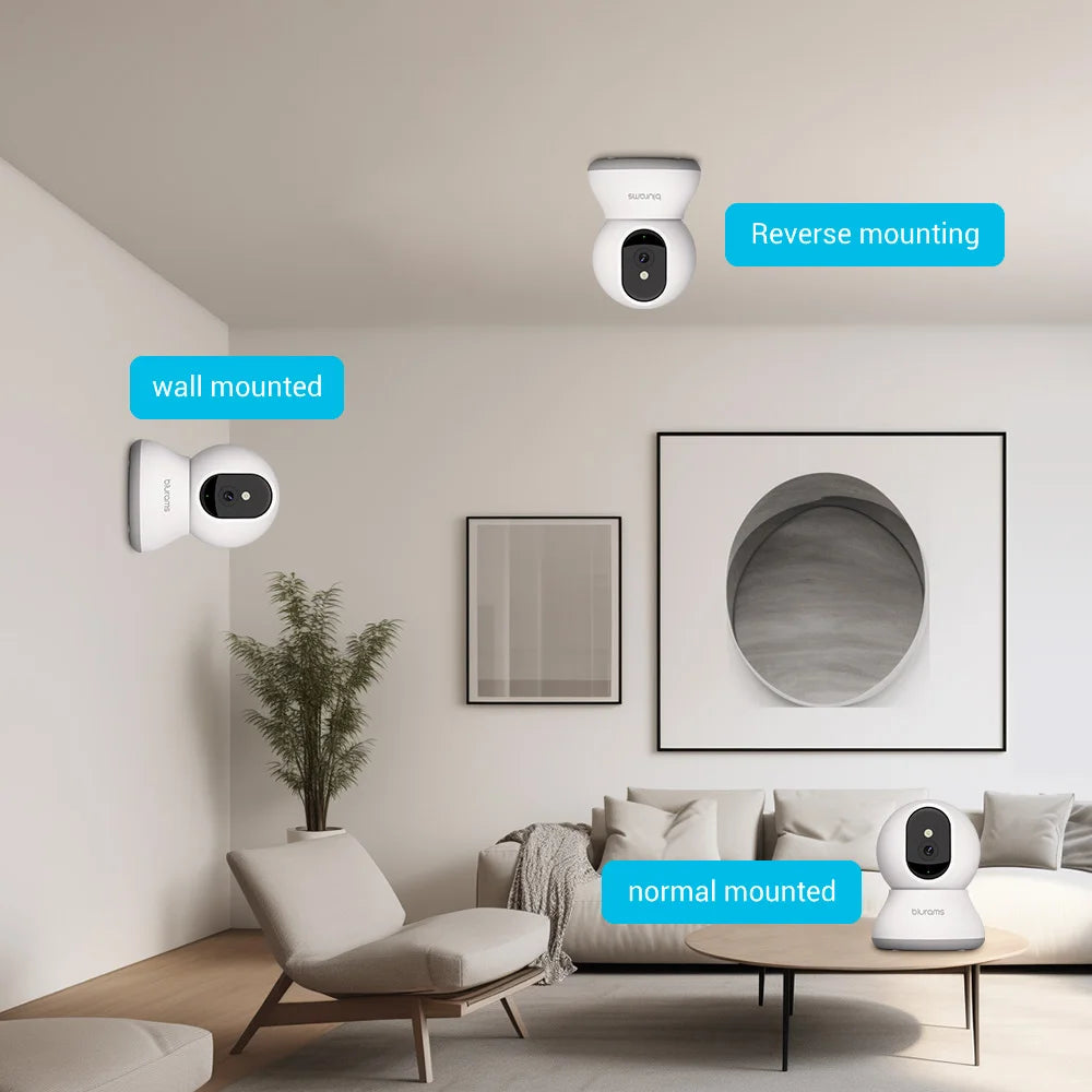 Pet Camera 2K, 360° Indoor Security Camera, Dog Camera with Phone App, PTZ Cameras for Home Security Indoor, No plug