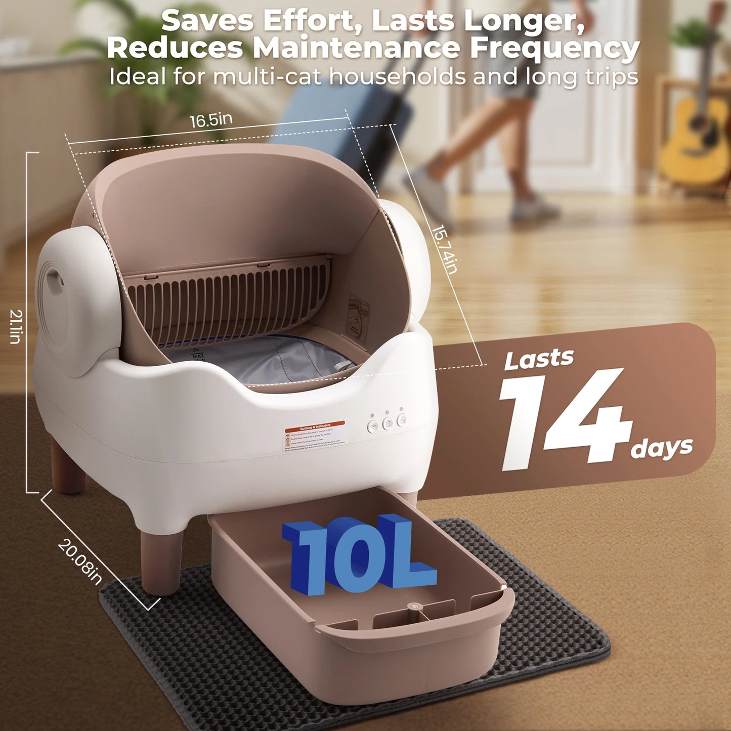 Lunapurr App-Controlled Self-Cleaning Cat Litter Box