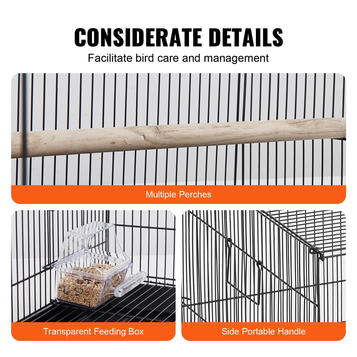 SucceBuy Pet Bird Cage With Rolling Stand Tray For Cockatiels