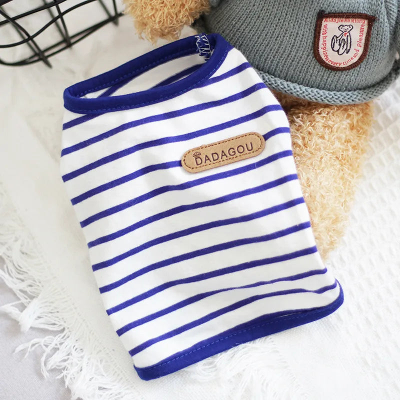 Classic Stripe Sleeveless Pet Vest Breathable Summer Outfit