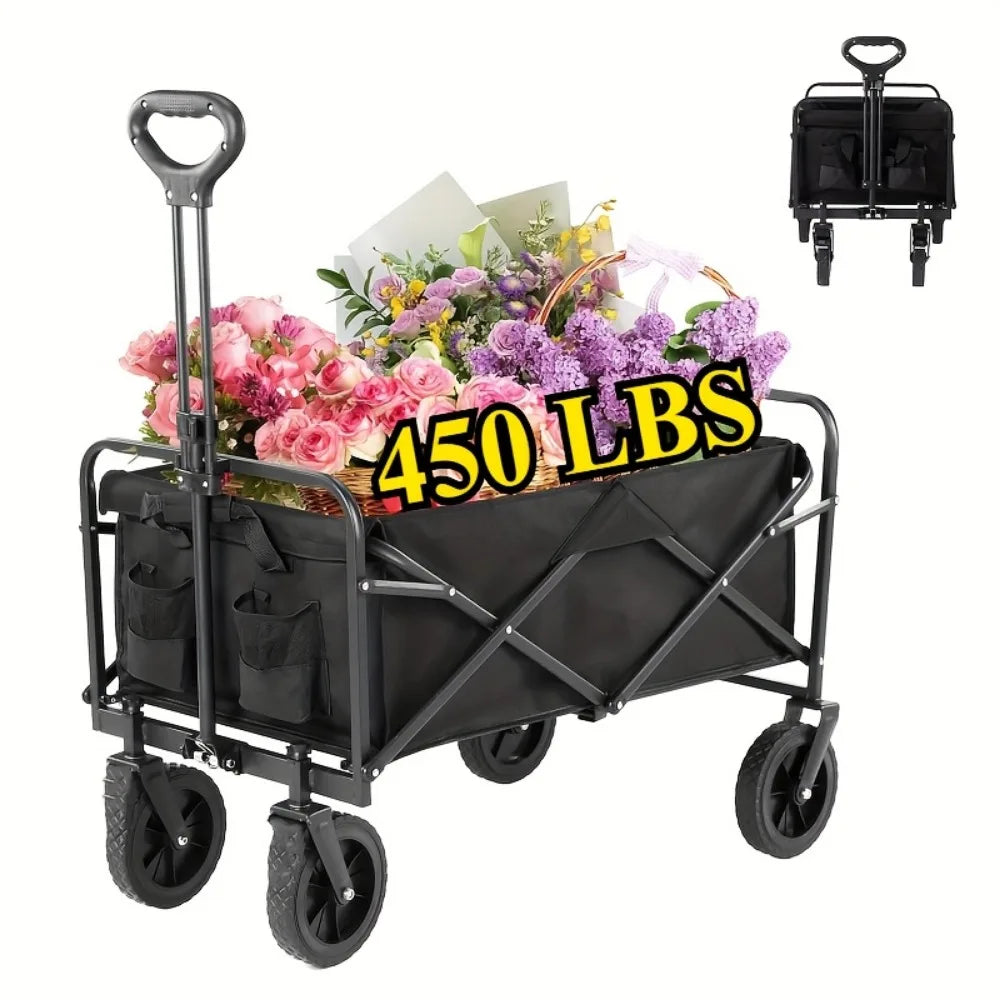 Heavy-Duty All-Terrain Folding Cart For Camping With Stainless Steel Frame