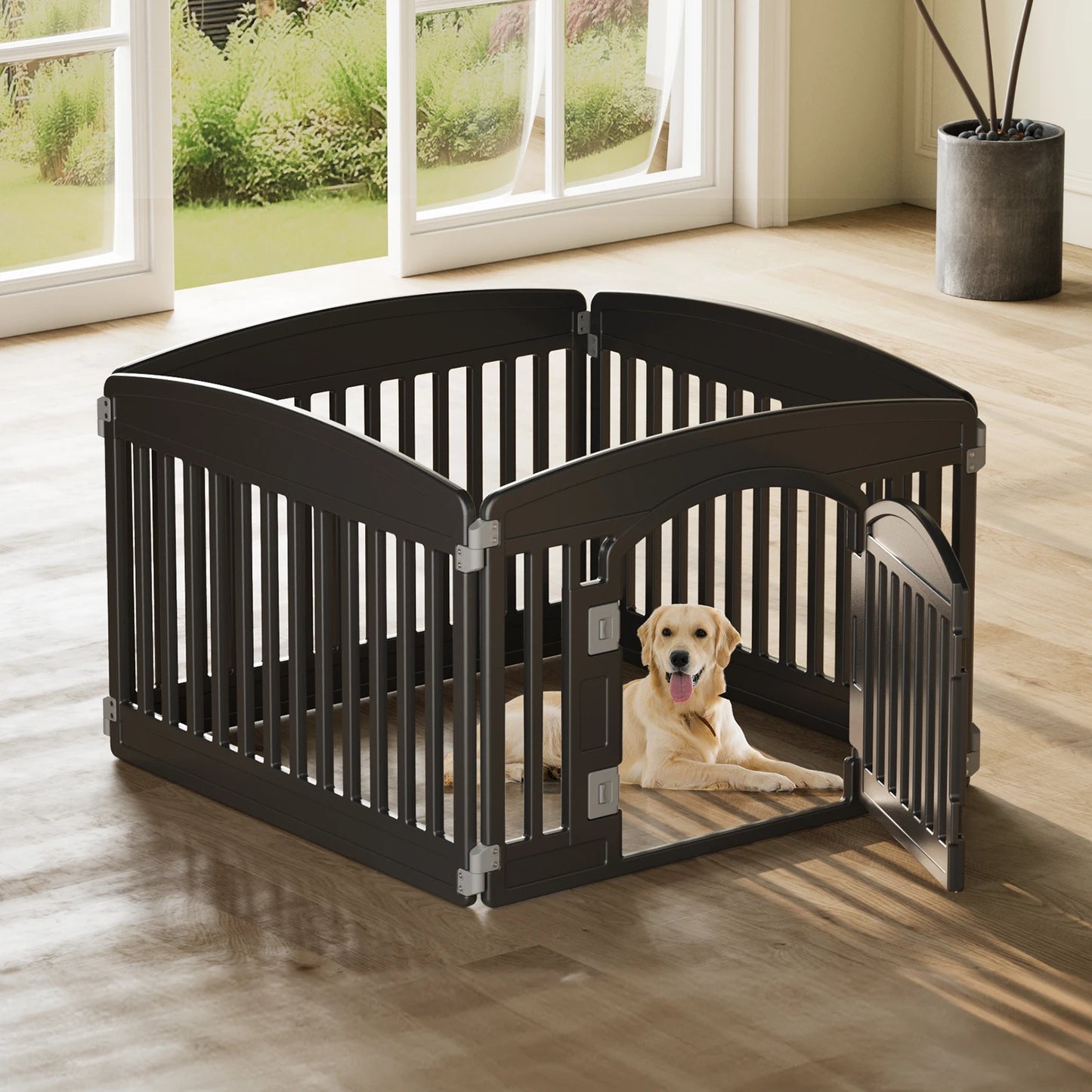 JHK Plastic Dog Playpen Indoor Outdoor Folding Portable