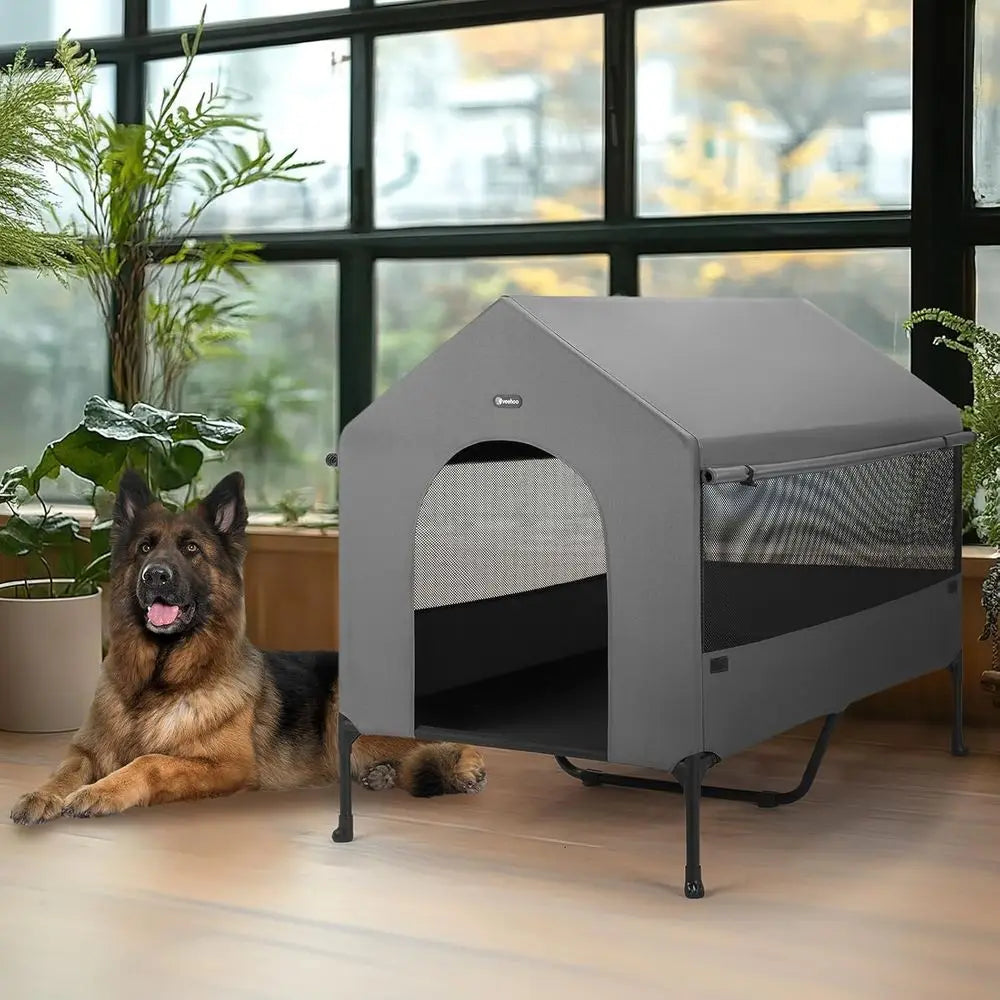 2-In-1 Outdoor Indoor Dog House And Cot Bed Shelter