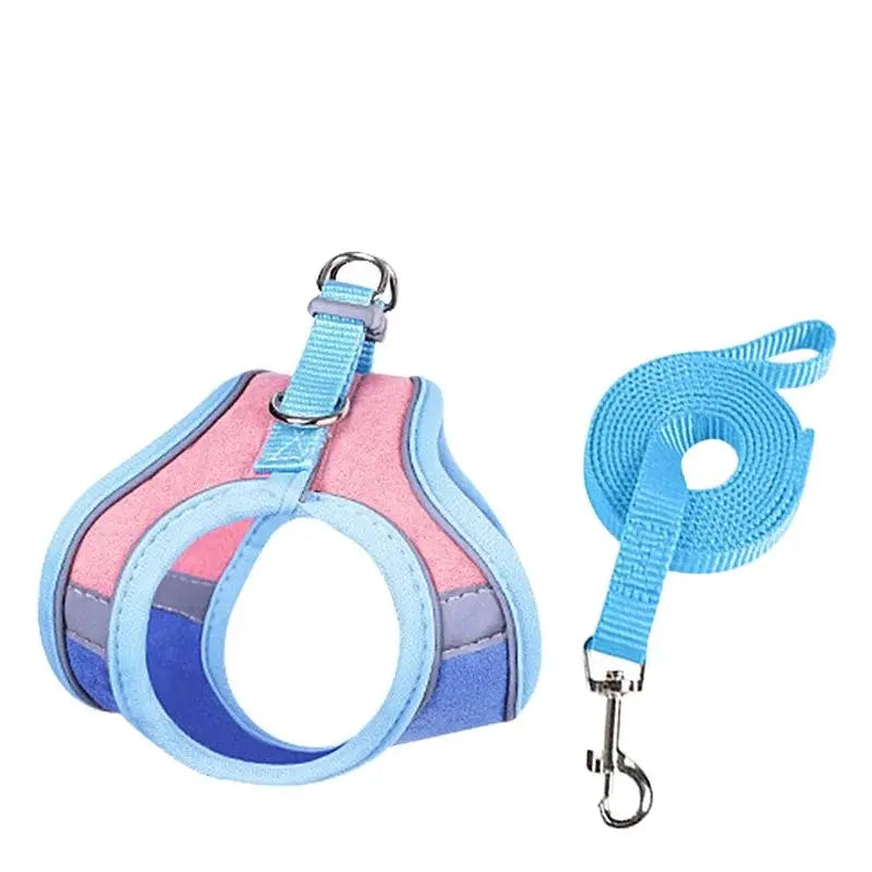 Adjustable Bunny Harness and Leash Set Double Buckle with Reflective Strips Rabbit Vest Pets Stuff Suitable for Rabbit Walks