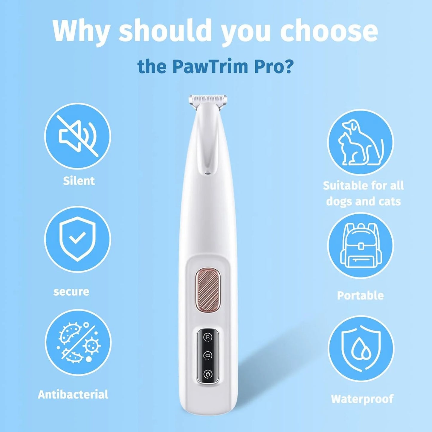 Cat And Dog Paw Trimmer With LED Light Rechargeable Battery