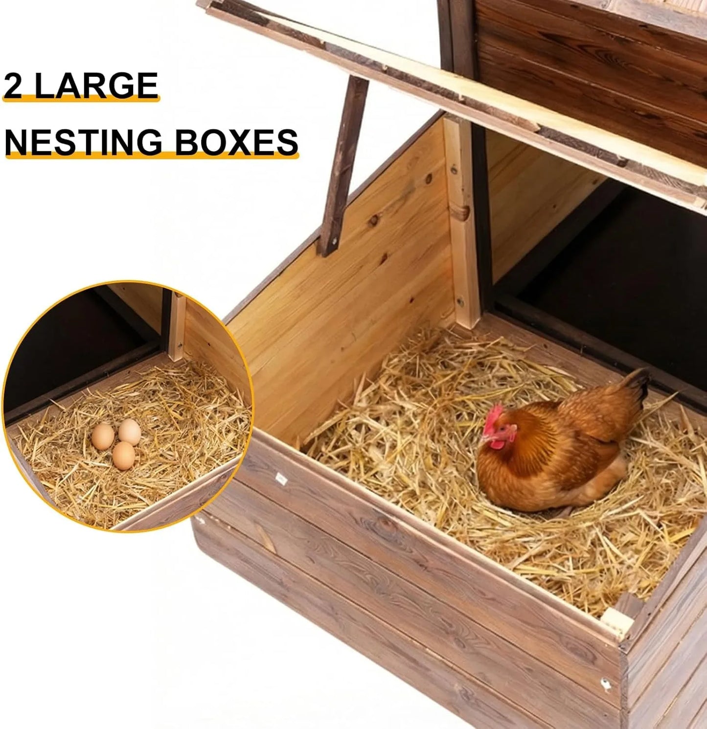 Chicken Coop With 2 Nesting Boxes For Outdoor Poultry