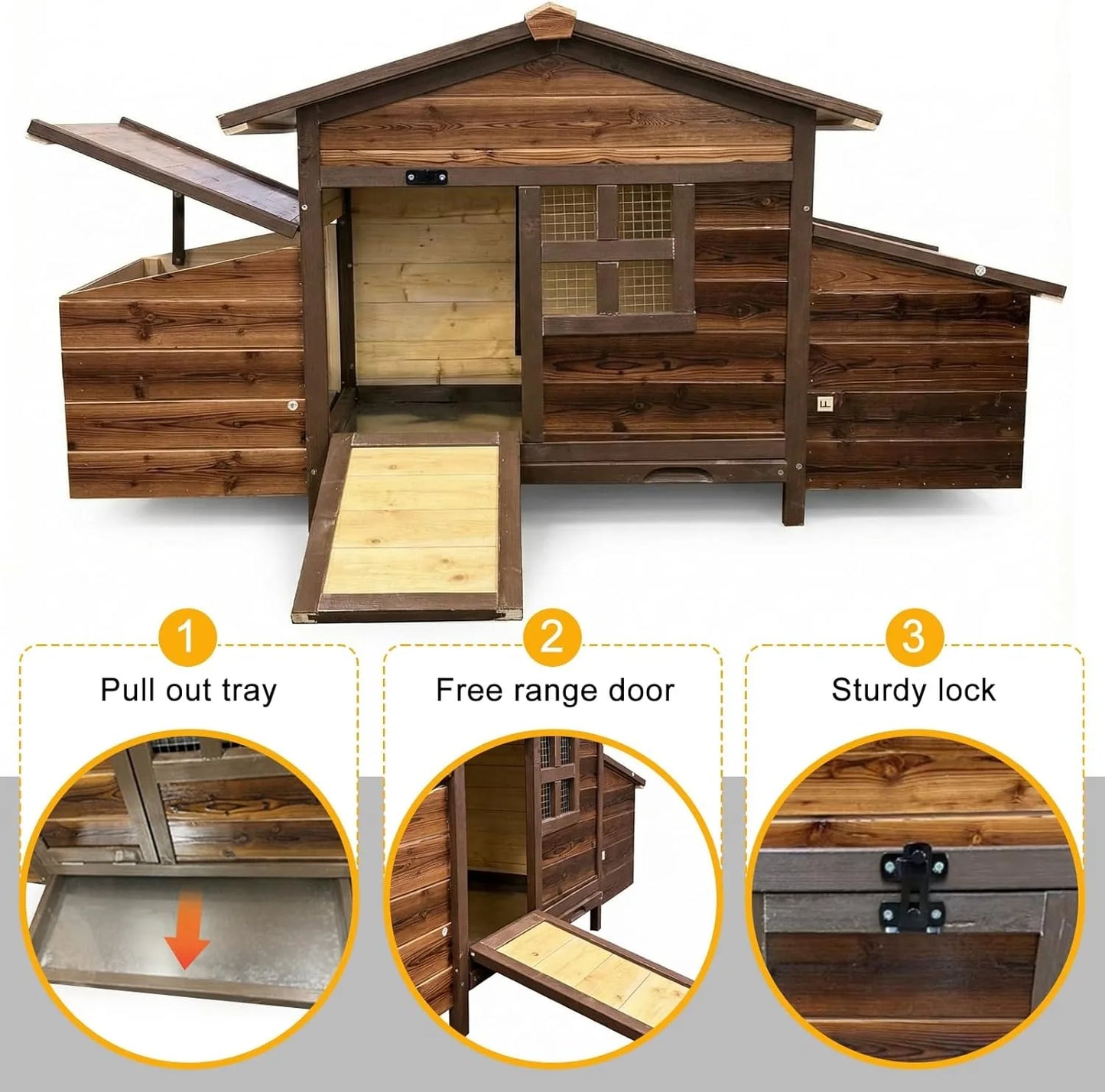 Chicken Coop With 2 Nesting Boxes For Outdoor Poultry