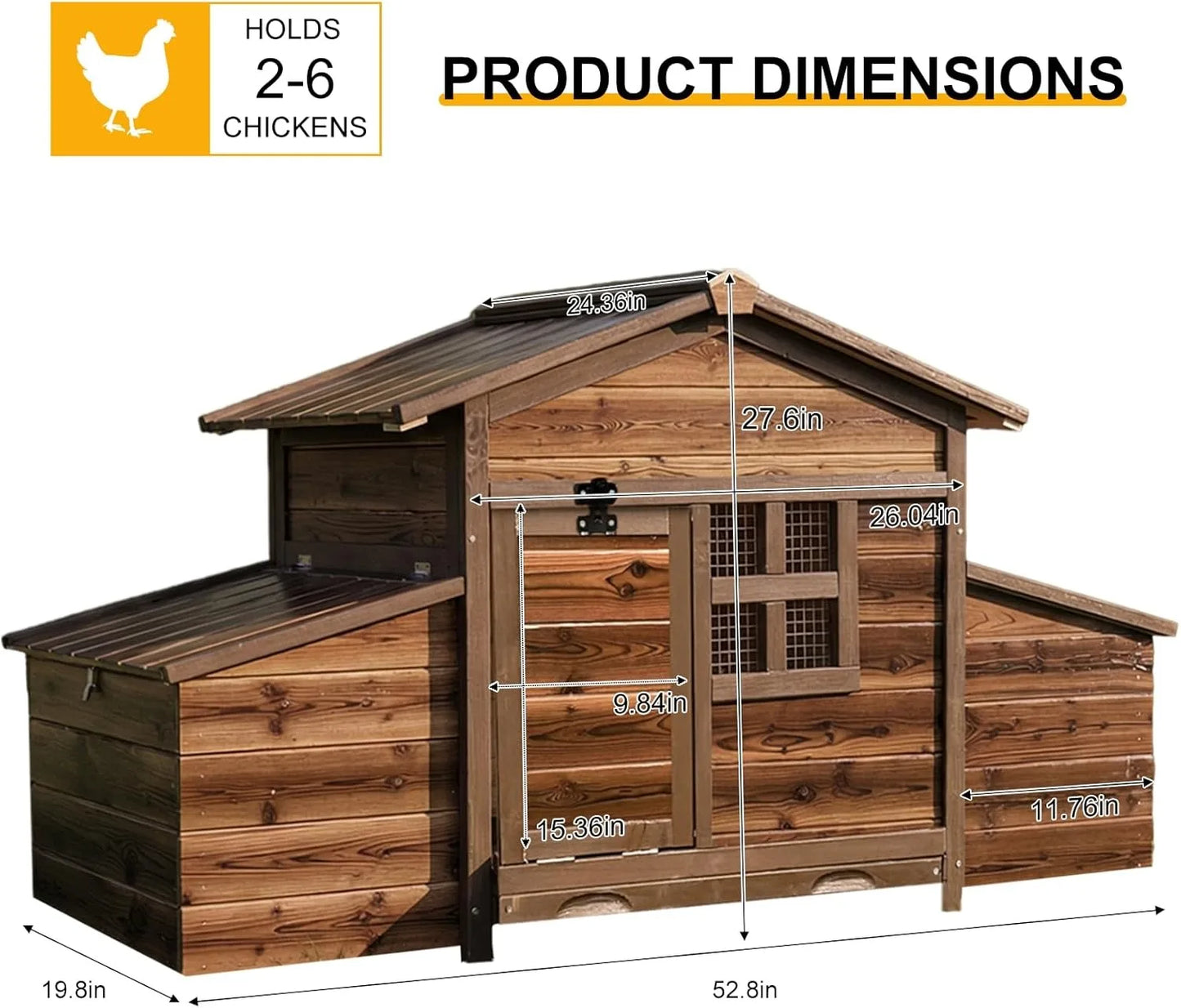 Chicken Coop With 2 Nesting Boxes For Outdoor Poultry