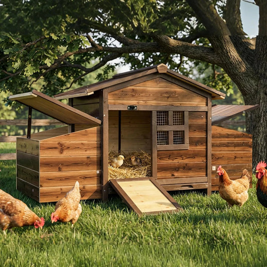 Chicken Coop With 2 Nesting Boxes For Outdoor Poultry