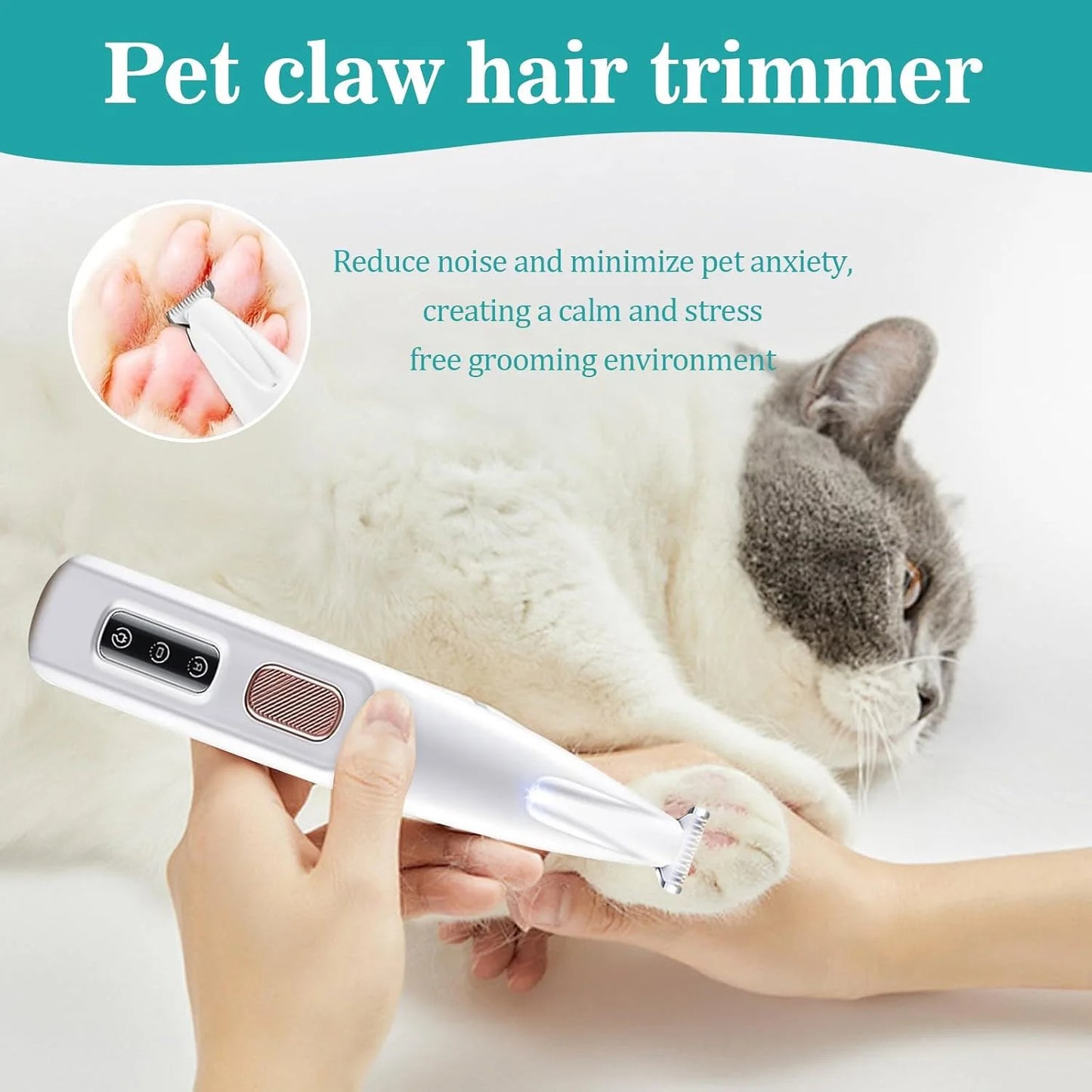 Cat And Dog Paw Trimmer With LED Light Rechargeable Battery