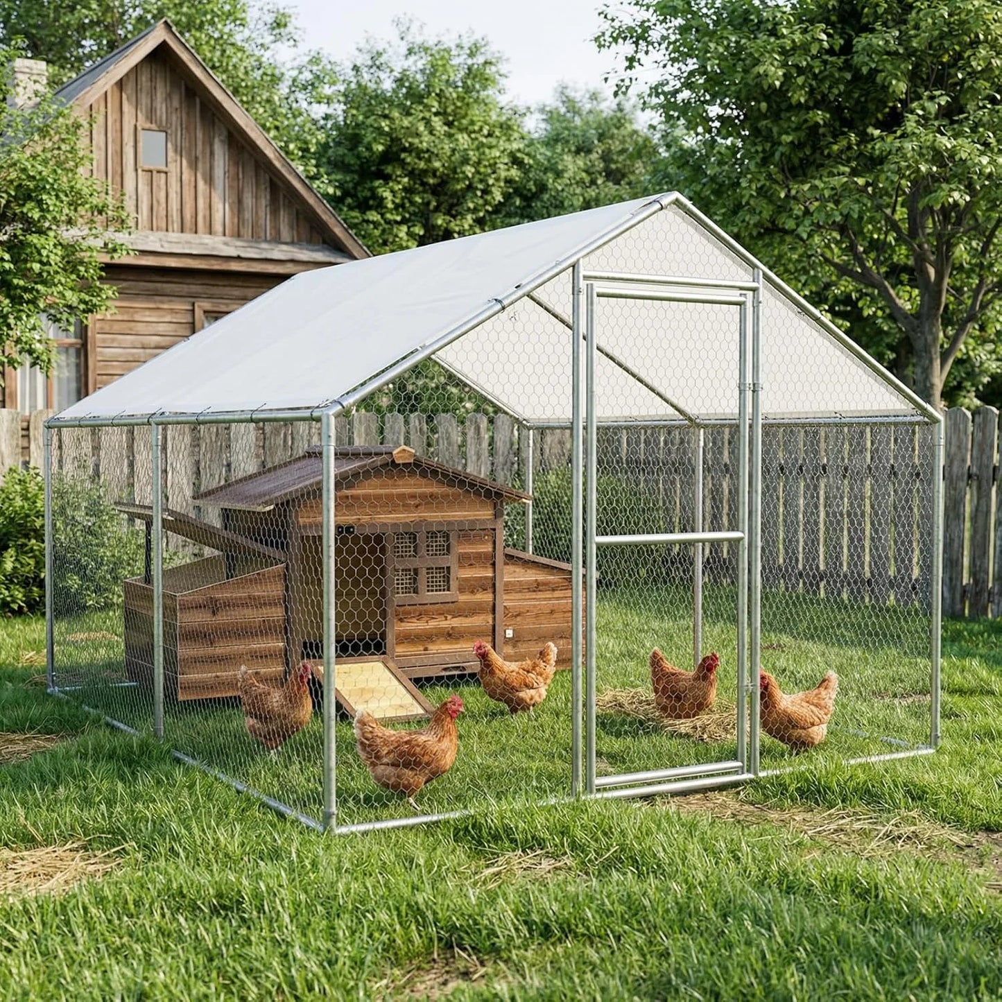 Chicken Coop With 2 Nesting Boxes For Outdoor Poultry