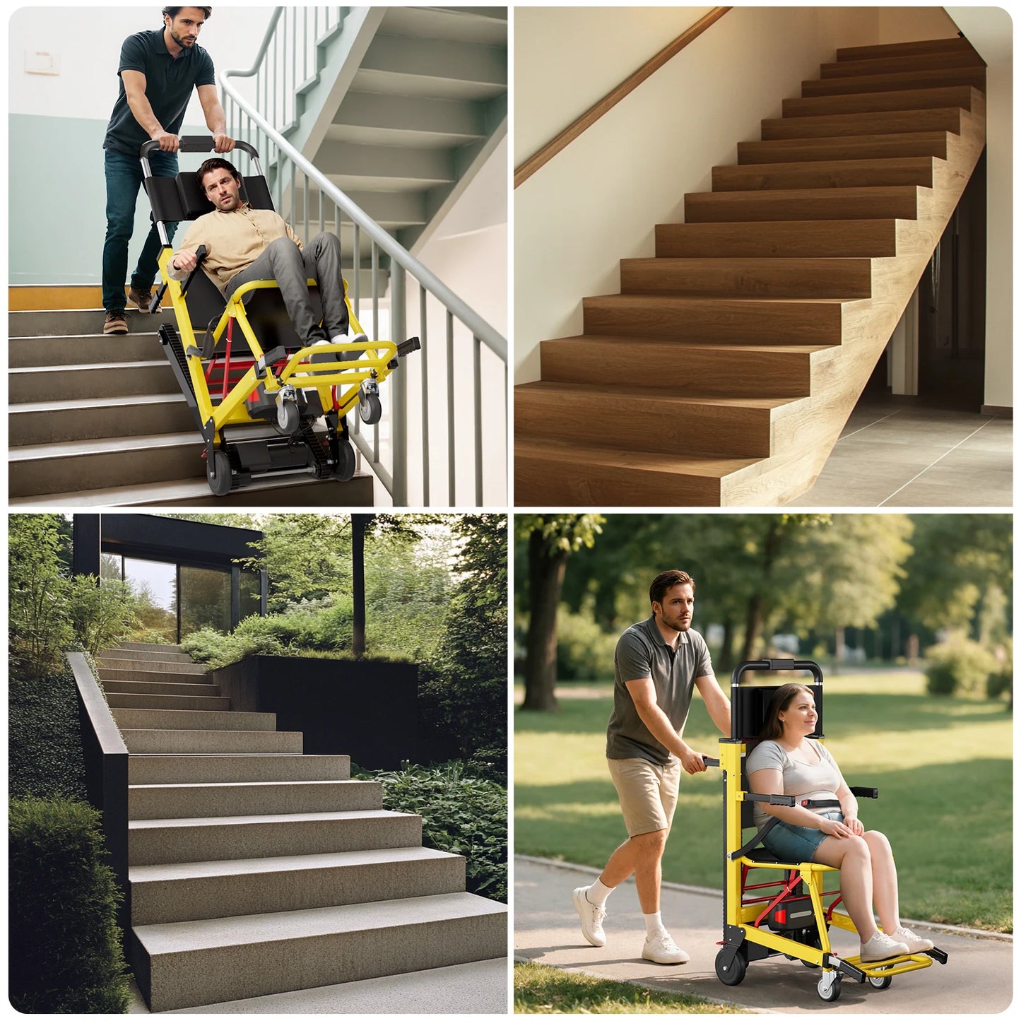 Electric Stair Climbing Chair Foldable Emergency Stair Lift Wheelchair Battery Operated Elderly Disabled Max 440 lbs Load 120W