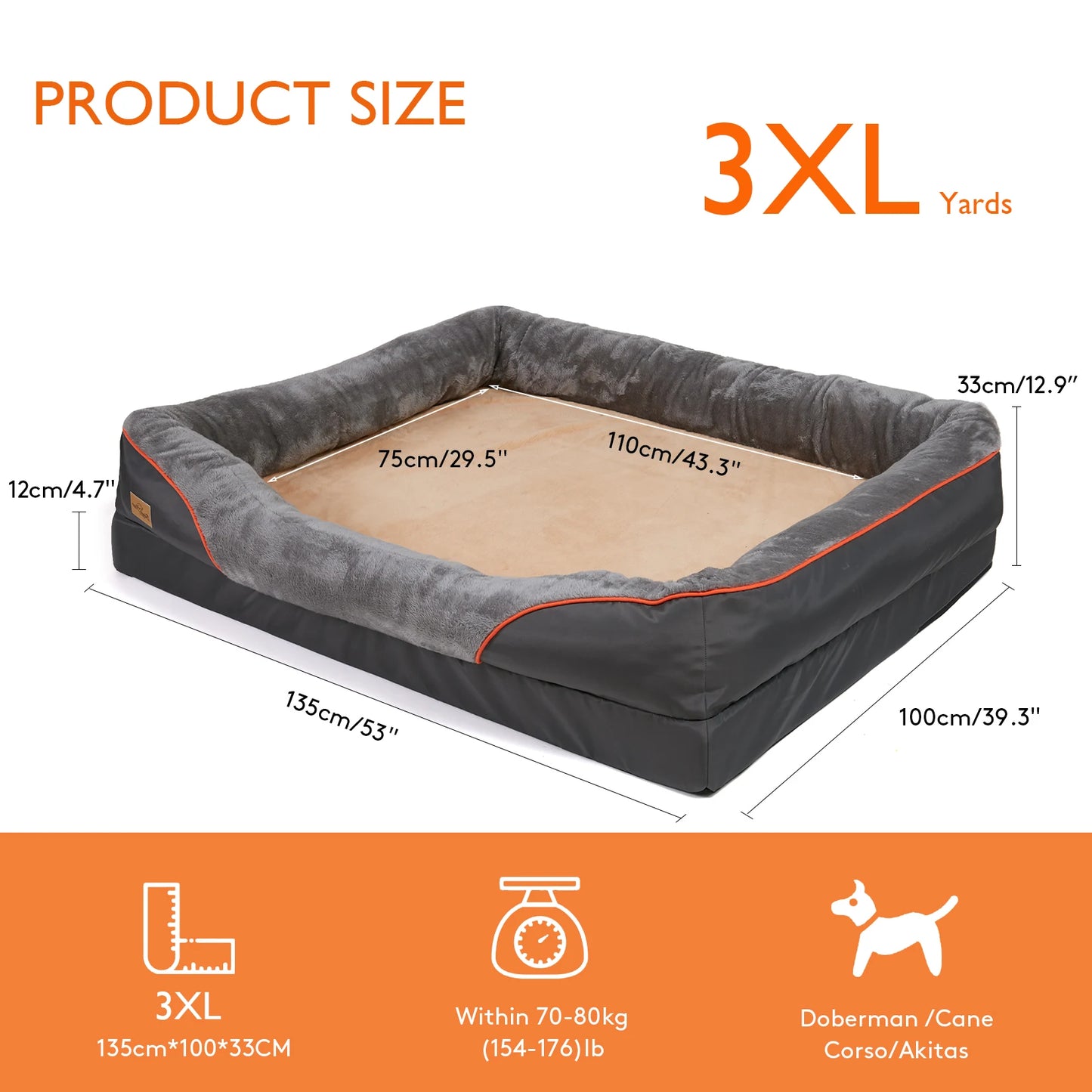BINGOPAW Anti Allergy Warm Fleece Dog Bed With Removable Waterproof Cover