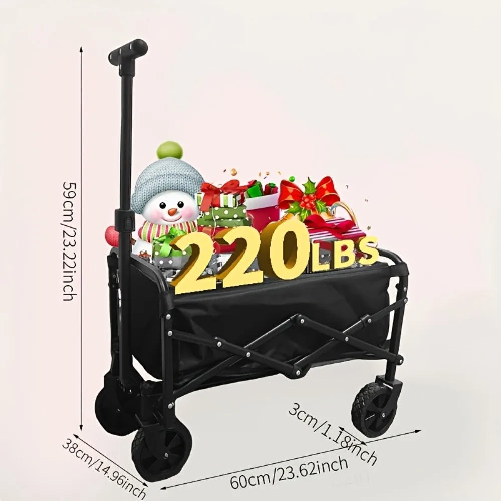 Heavy-Duty All-Terrain Folding Cart For Camping With Stainless Steel Frame