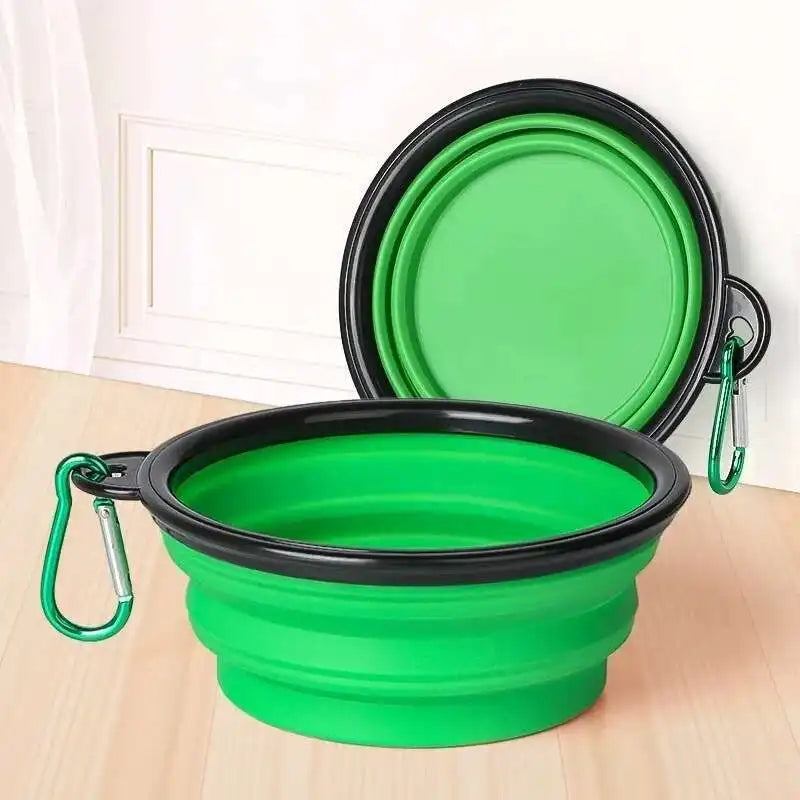New 2 in 1 Collapsible Dog Travel Bowl Double Bowls Folding Food Water Bowl Portable Hangable Dog Feeder for Outdoor Dog Product