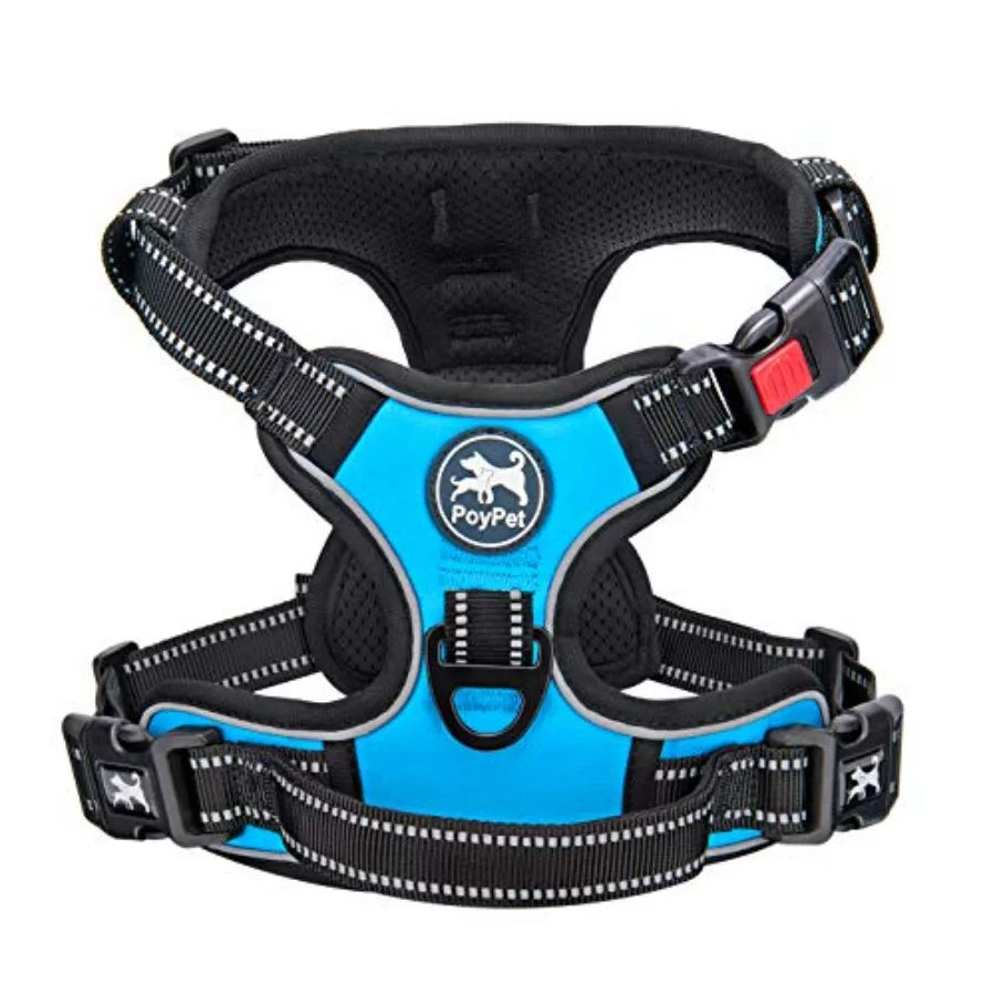 Pull Dog Harness, Choke Front Lead Dog Reflective Harness, Adjustable Soft Padded Pet Vest with Easy Control Handle for Small t