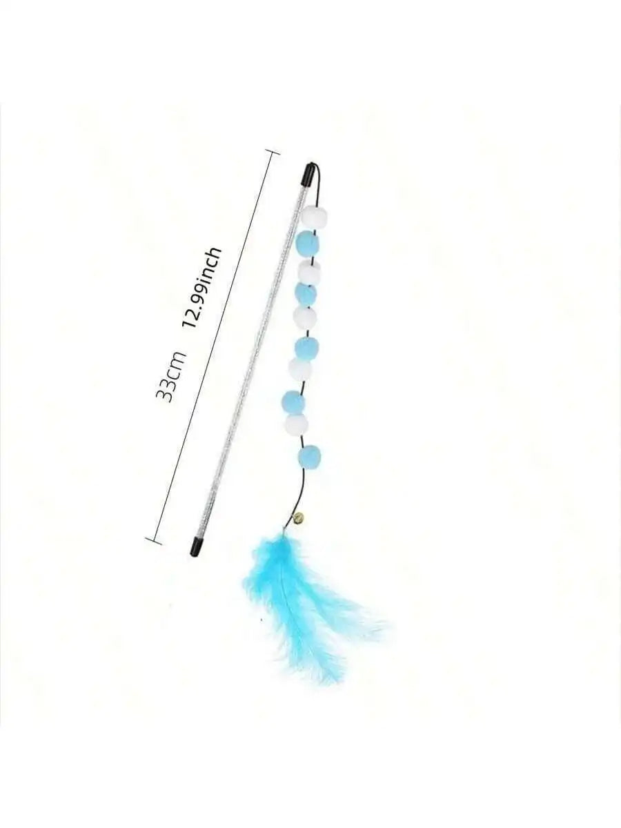 Cat Teaser Wand Toy Set With Flower Tassel And Feather