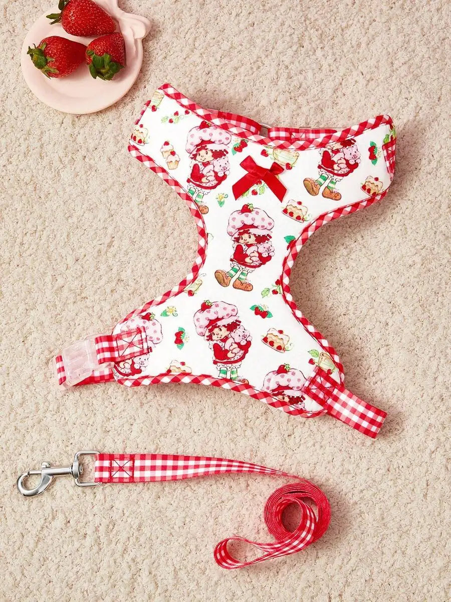 Cartoon Printed Pet Harness Leash Set For Cats And Dogs