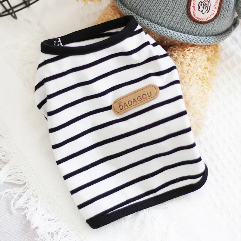Classic Stripe Sleeveless Pet Vest Breathable Summer Outfit