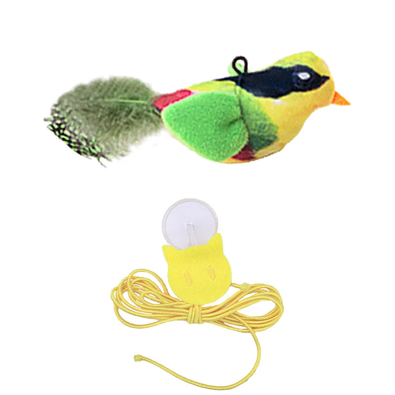 Lifelike Bird Plush Cat Toy Teaser With Feather For Kitten