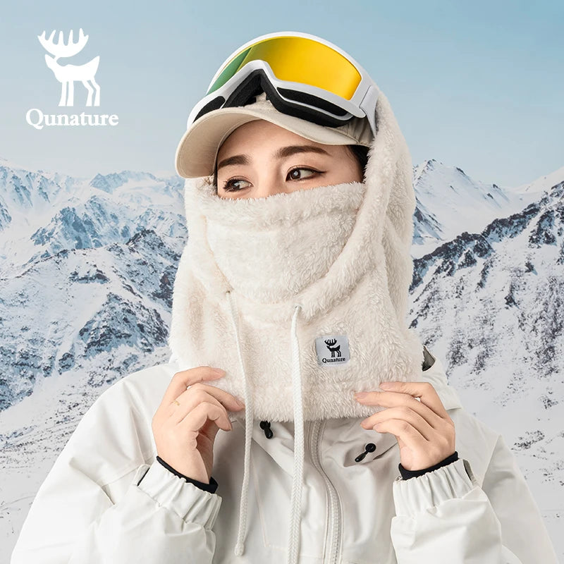 Qunature Thermal Fleece Ski Balaclava Face Protecting Cycling Mask Windproof Neck Gaiter for Men Women Suitable Autumn/Winter
