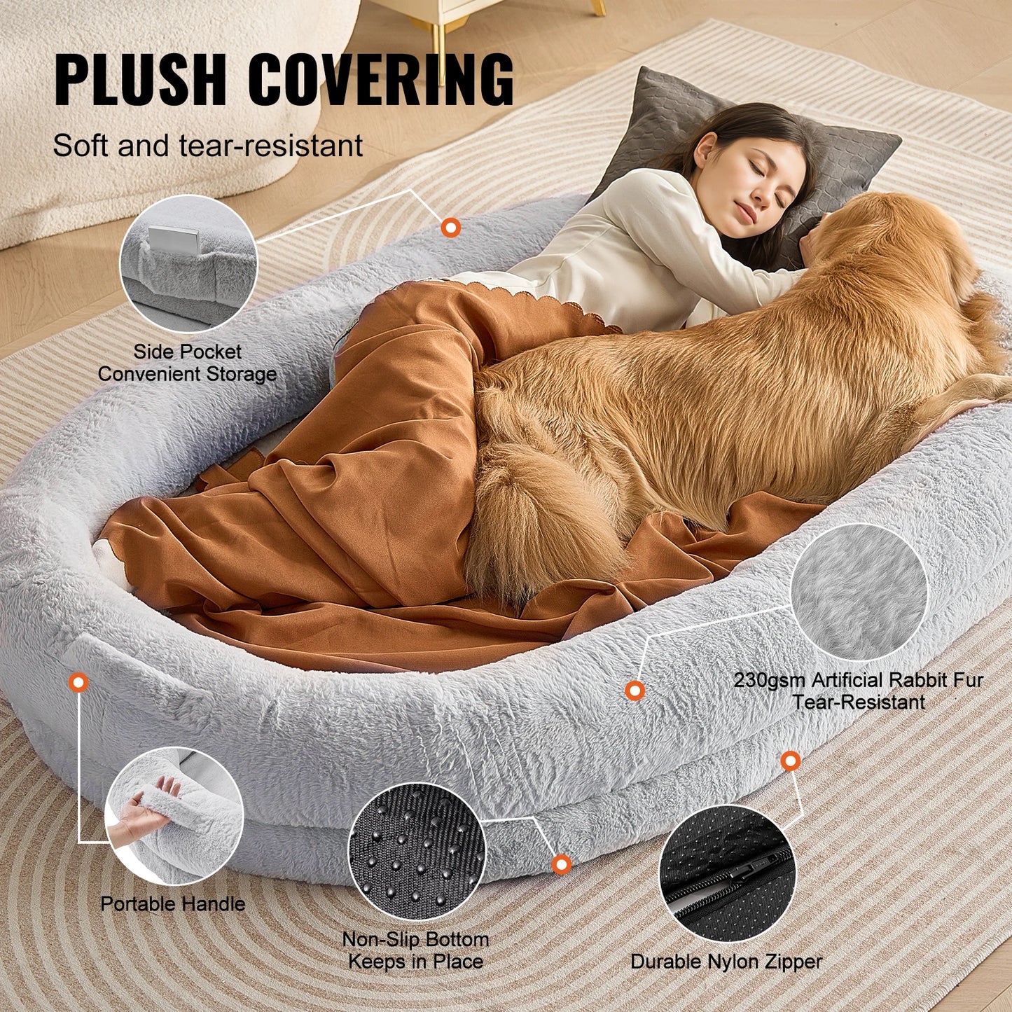 SucceBuy Human Dog Bed With Orthopedic Foam