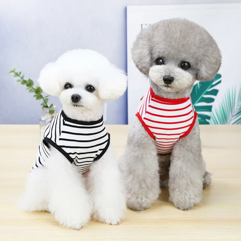Classic Stripe Sleeveless Pet Vest Breathable Summer Outfit
