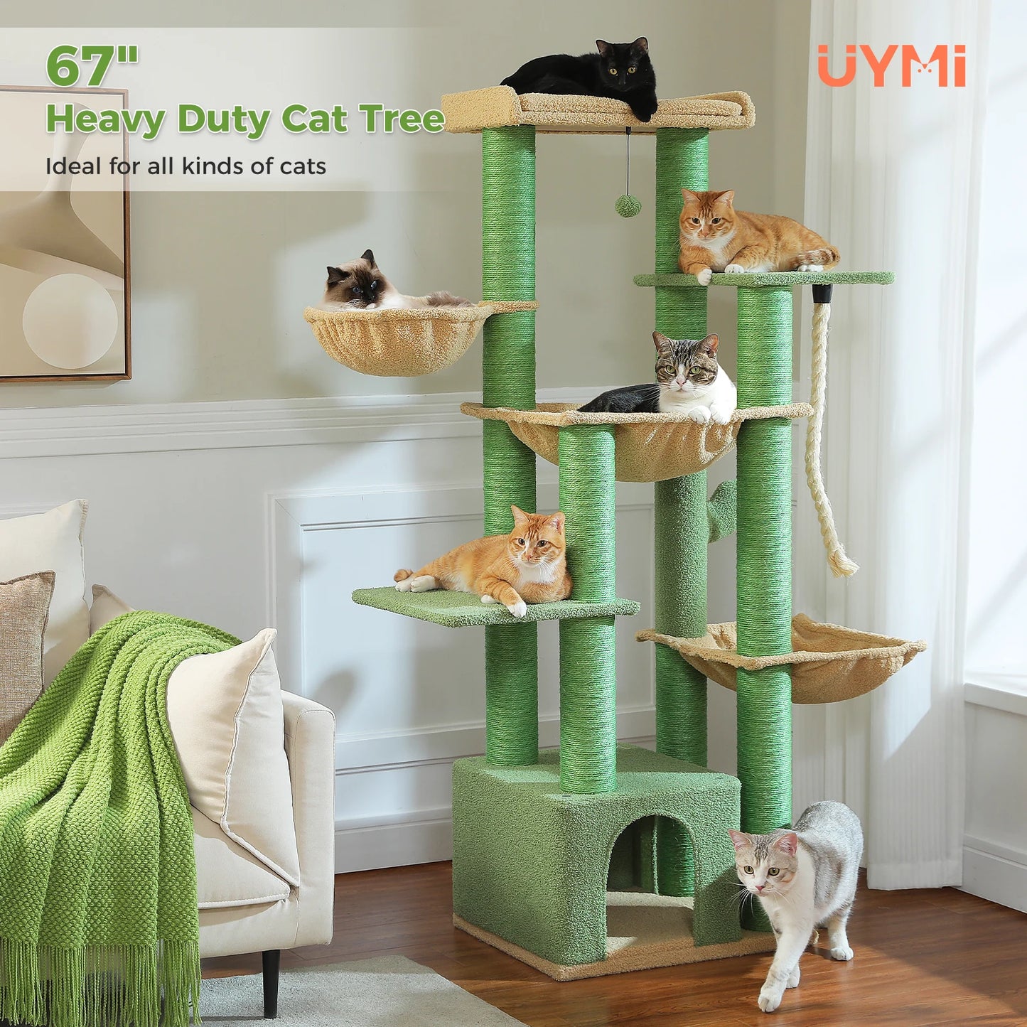 PEQULTICN Multi-Level Cat Tree With Scratching Posts And Condos