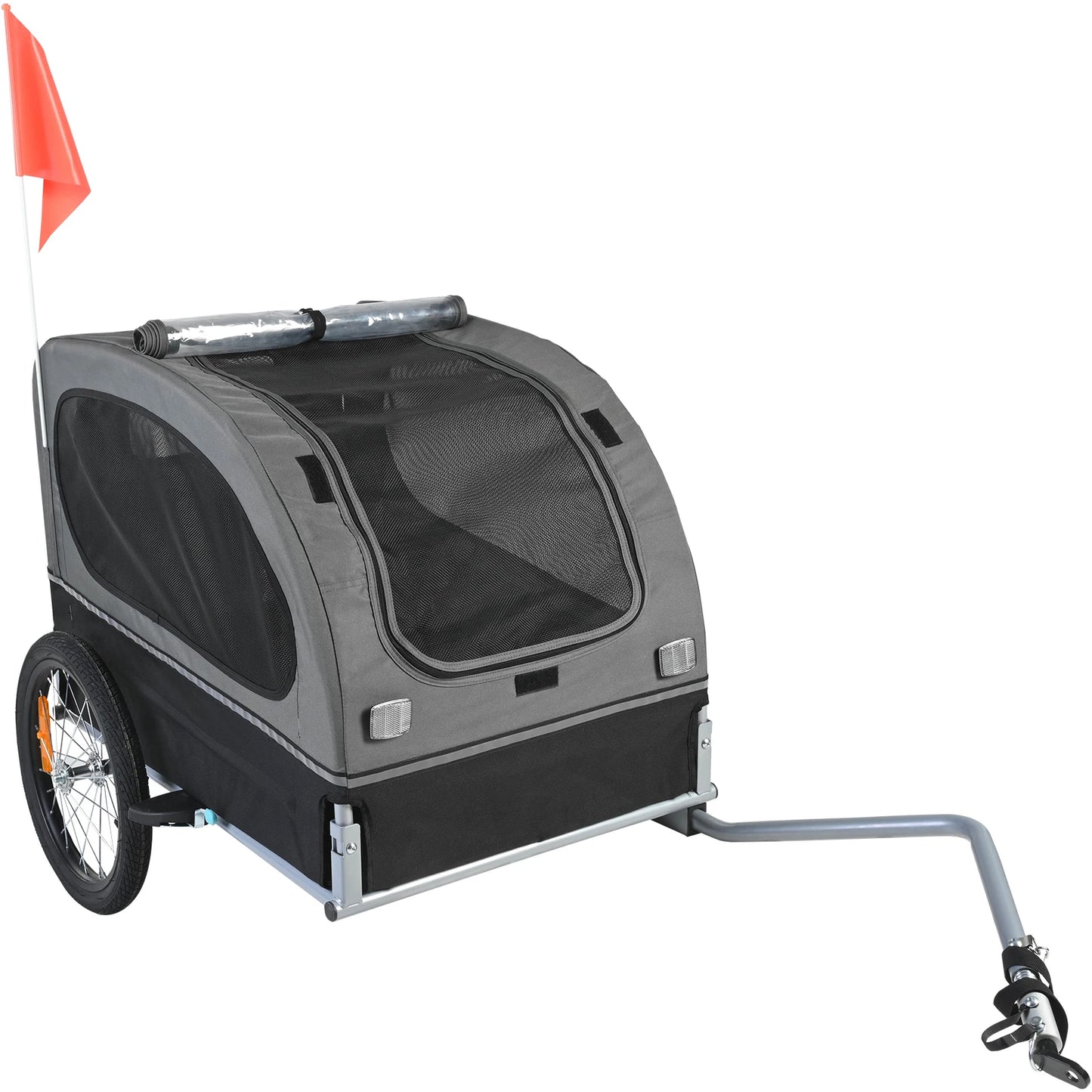 SucceBuy Collapsible Dog Bike Trailer Pet Cart With Wheels Reflectors