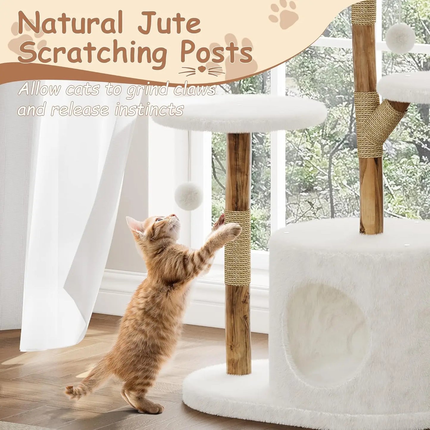 HiMISSCN Multi Level Cat Tree Tower With Bed and Condos
