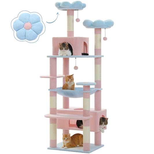 PETEPELACN Cat Tree Tower Indoor Cats With Sisal Scratching Posts Hammock
