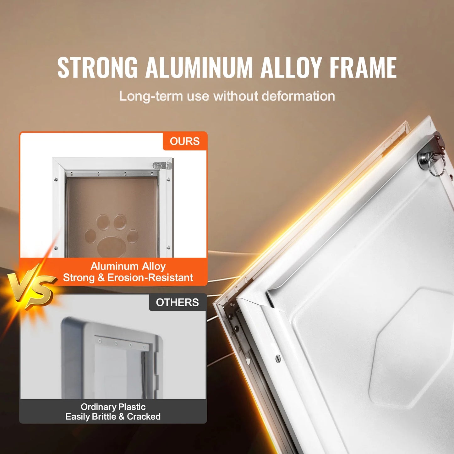SucceBuy Pet Door Aluminum Frame With Lock Flap System