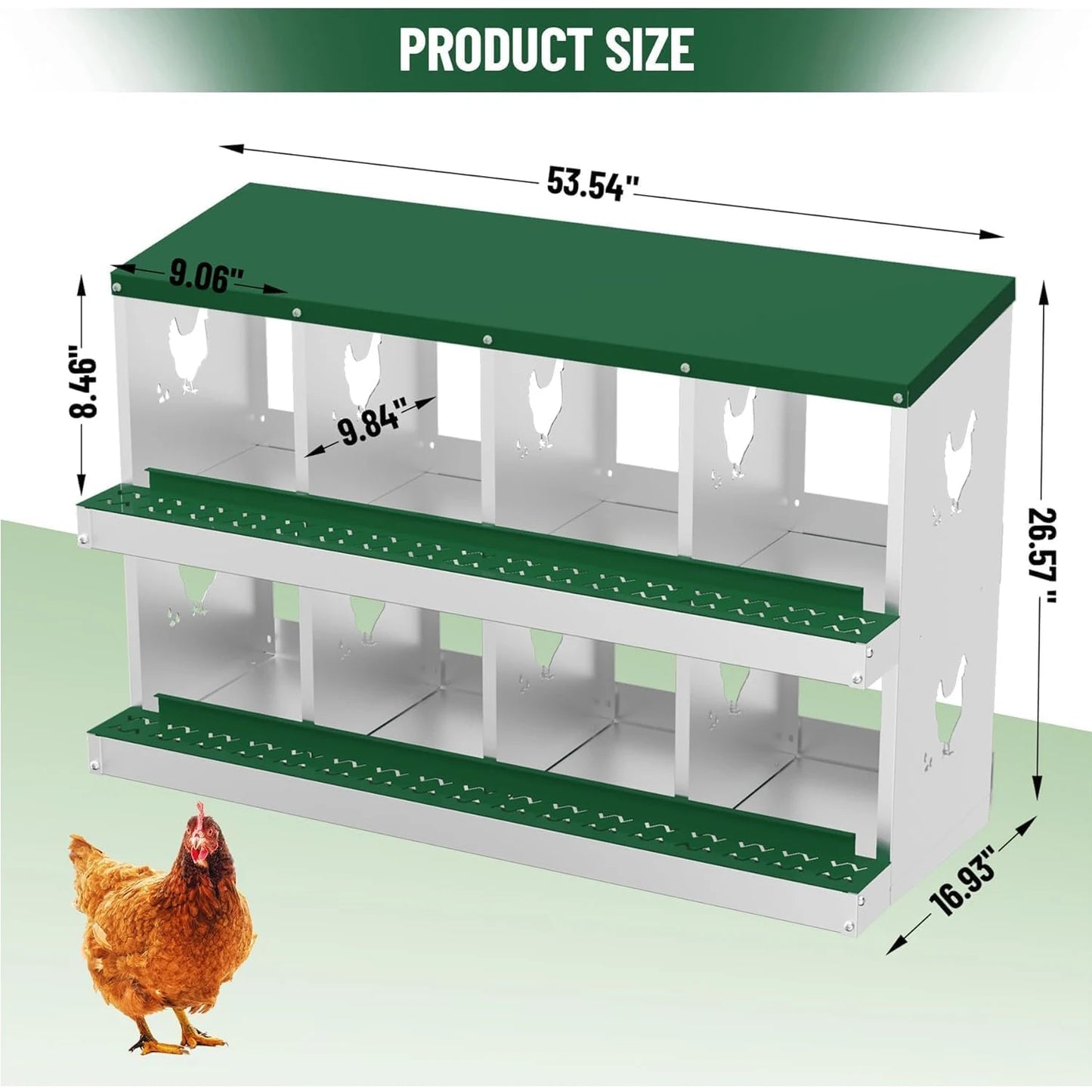HiMISS Metal Chicken Nesting Box With 10 Compartments Wall-Mountable